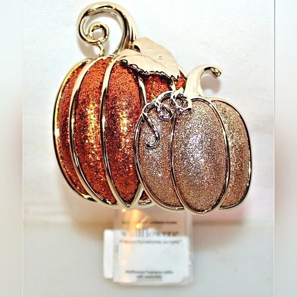 GLITTERY ORANGE GOLD PUMPKINS WALLFLOWER FRAGRANCE PLUG BATH & BODY WORKS NEW - Picture 1 of 2